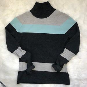 J. Crew striped ribbed mock turtleneck sweater